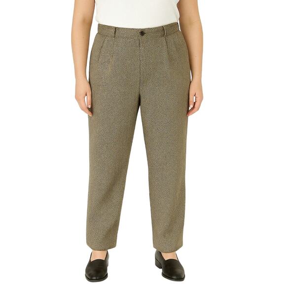 Vintage Pants - Vintage 1980s Doncaster Silks Brown Straight Leg Tweed Trouser Pants 30"